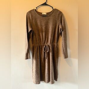 Elegant Long Sleeve Brown Dress